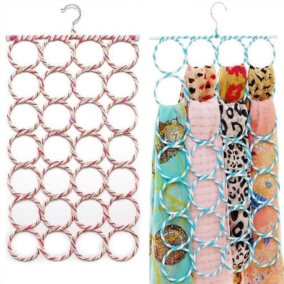 Picture of Foldable 24 Loop Closet Organizer Hanger for Scarves, Shawls, Belts & Accessories - Multicolor