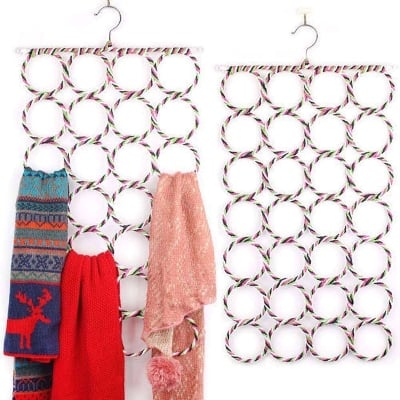 Picture of Foldable 24 Loop Closet Organizer Hanger for Scarves, Shawls, Belts & Accessories - Multicolor