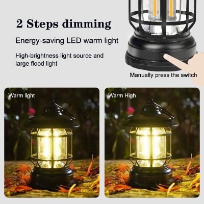 Picture of CampGlow Portable Retro Camping Lantern for Hiking, Fishing & Emergency Lighting - Multicolor