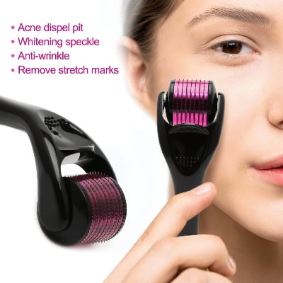 Picture of Derma Roller 540 Titanium Microneedle Skin Rejuvenation Therapy Tool for Face & Beard Care