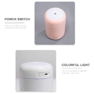 Picture of H2O Mini USB Air Humidifier with 250ml Water Tank, RGB LED Night Light & Aroma Diffuser