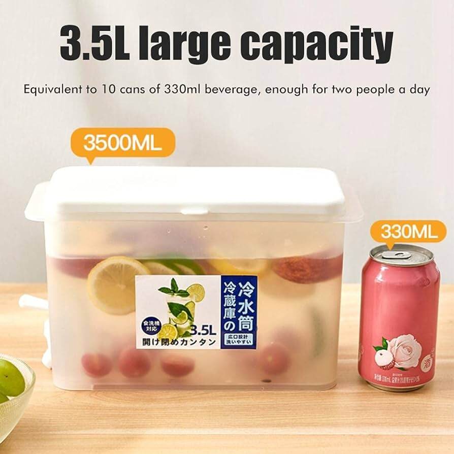 Picture of Juice Dispenser 3.5L Food Grade PP Beverage Storage Container with Tap for Refrigerator - White