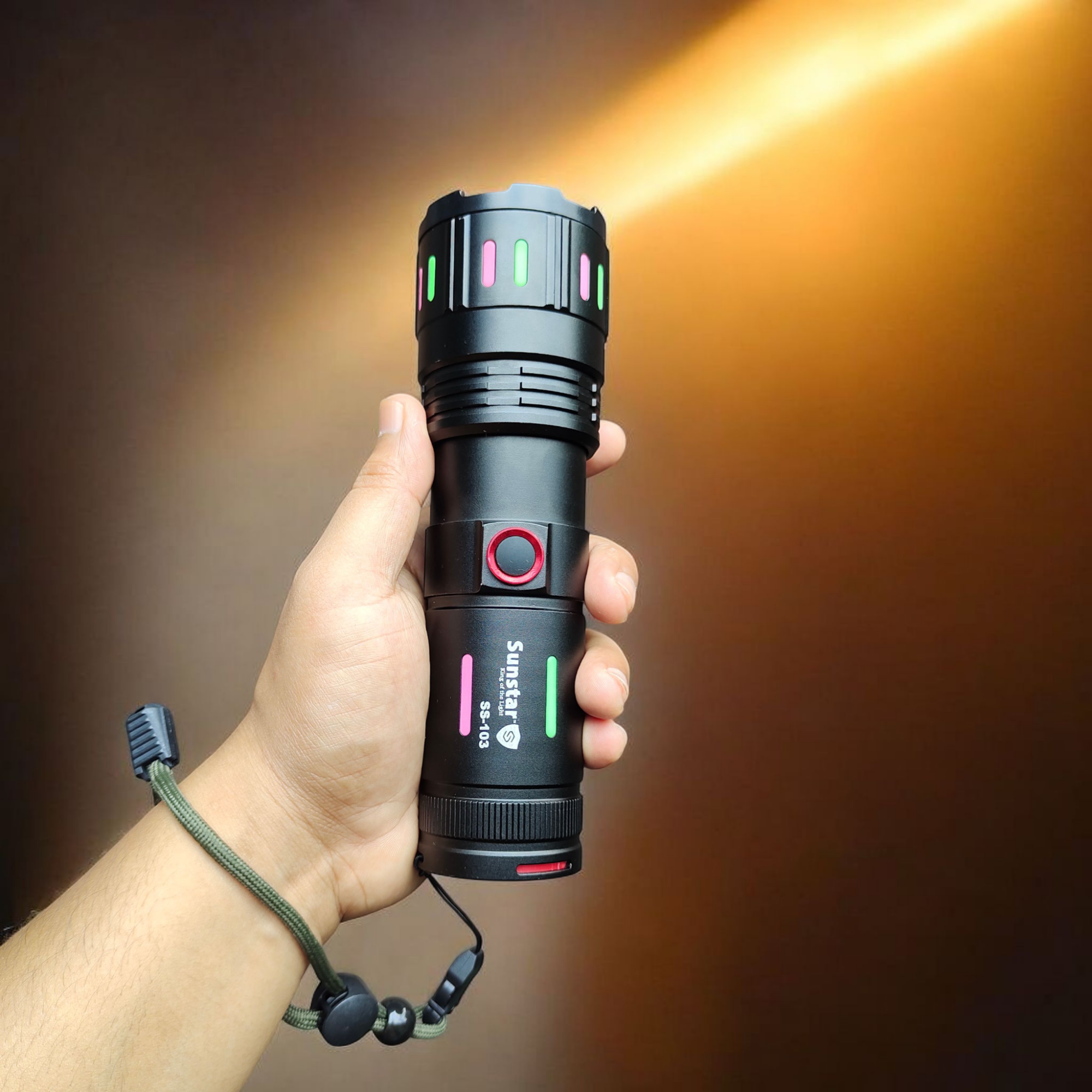 Picture of Sunstar SS-103 Rechargeable LED Zoom Torch Light 10000mAh Power Bank Waterproof Flashlight - Black