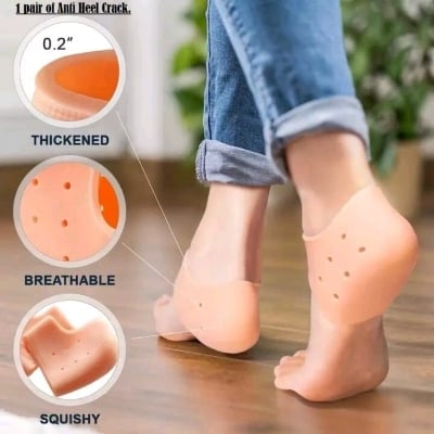 Picture of 1 pair Heel Care Silicone Moisturizing Heel Socks for Cracked Dry Feet Pain Relief Gel Spa Socks - Multicolor