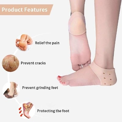 Picture of 1 pair Heel Care Silicone Moisturizing Heel Socks for Cracked Dry Feet Pain Relief Gel Spa Socks - Multicolor