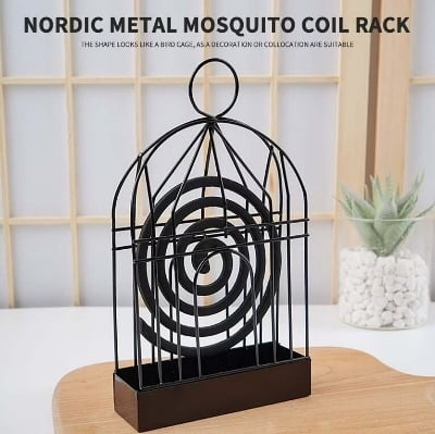 Picture of Bird Cage Mosquito Coil Holder Metal Incense Burner Decorative Ash Catcher Stand