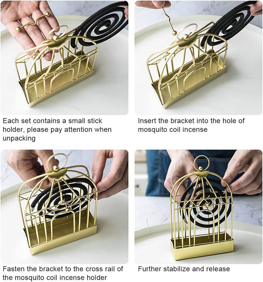 Picture of Bird Cage Mosquito Coil Holder Metal Incense Burner Decorative Ash Catcher Stand