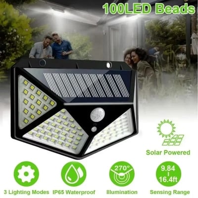 Picture of Solar Guard Rechargeable Outdoor Solar Wall Light with Motion Sensor IP65 Waterproof Security LED Lamp - Black