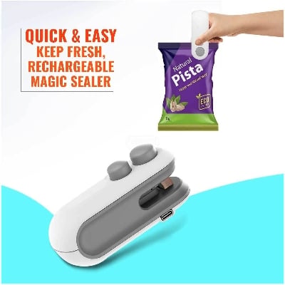 Picture of Rechargeable Mini Bag Sealer 2-in-1 Heat Sealer & Cutter USB Charging Portable Food Storage Machine