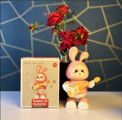 Picture of Musical Rabbit Toy Dancing Bunny Guitar with Colourful LED Lights, Music, Walking Action & Bump-and-Go Educational Toy for Kids - Multicolor