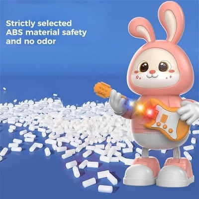 Picture of Musical Rabbit Toy Dancing Bunny Guitar with Colourful LED Lights, Music, Walking Action & Bump-and-Go Educational Toy for Kids - Multicolor