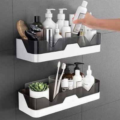 Picture of Bathroom Organizer Wall Mounted Self Adhesive Storage Shelf Rack for Bathroom & Kitchen