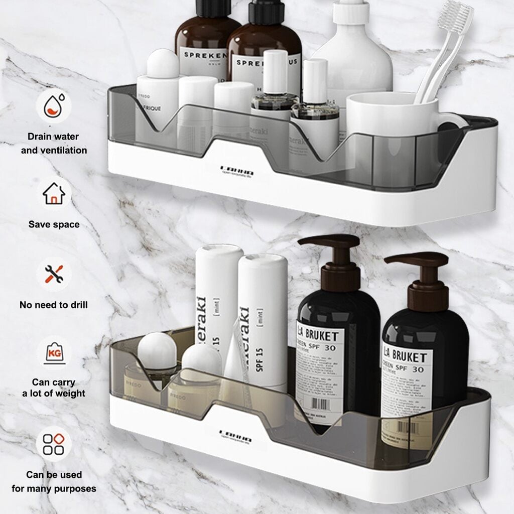 Picture of Bathroom Organizer Wall Mounted Self Adhesive Storage Shelf Rack for Bathroom & Kitchen