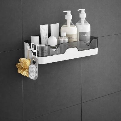 Picture of Bathroom Organizer Wall Mounted Self Adhesive Storage Shelf Rack for Bathroom & Kitchen