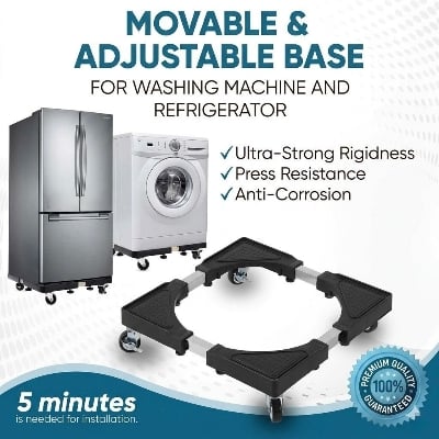 Picture of Move Master Adjustable Washing Machine Stand Heavy Duty Refrigerator Base with 360° Lockable Wheels