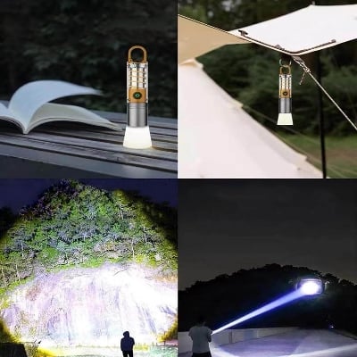 Picture of Rechargeable Flashlight High Power LED Zoomable Torch Light with USB Charging & Waterproof Design - Multicolor