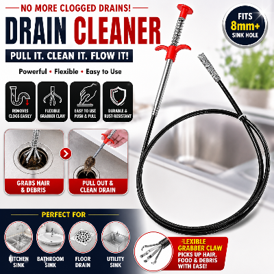 Picture of DrainMaster 5FT Stainless Steel Pipe Cleaning Grabber Stick for Hair & Kitchen Drain Blockage Removal