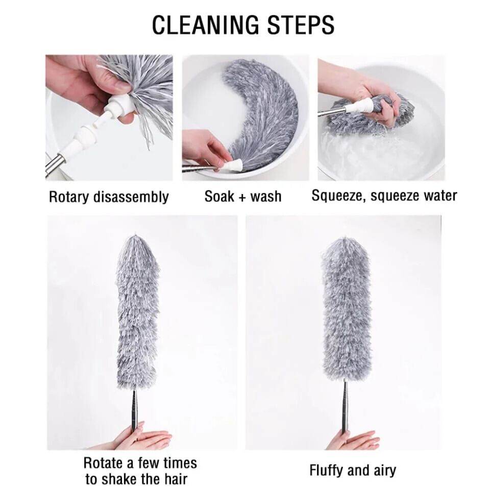 Picture of Extendable Premium Microfiber Dust Cleaner Washable Long Handle Home Cleaning Brush - Multicolor
