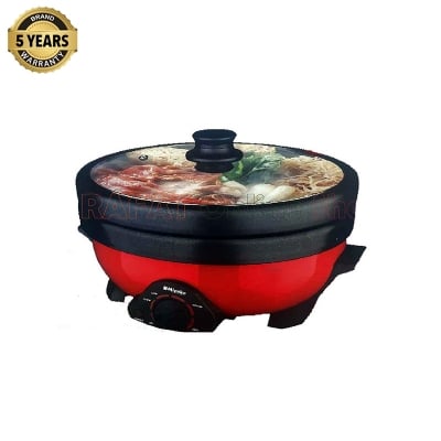 Picture of Miyako Double Pot Multi cooker, Electric Curry Cooker With Double Pot, Removable non-stick pan, Automatic cooking and warming system MC-250D (3 LTR) - Black & Red