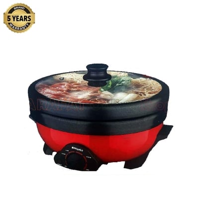 Picture of Miyako Double Pot Multi cooker, Electric Curry Cooker With Double Pot, Removable non-stick pan, Automatic cooking and warming system MC-500D (5.5 LTR) - Black & Red