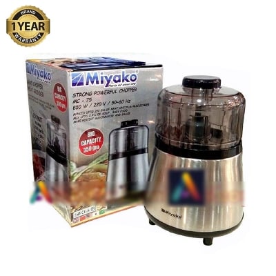 Picture of Miyako Electric Meat Chopper / Meat Grinder MC-75 Big Capacity 350gm 850 Watt - Silver