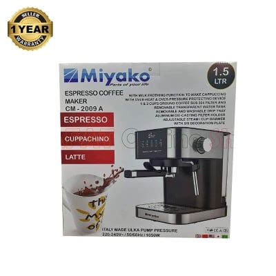 Picture of Miyako Electric Espresso Coffee Machine | Miyako Electric Espresso Coffee Maker | Model : CM-2009A - Black & Silver
