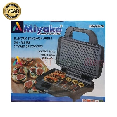 Picture of Miyako Big Size Electric Sandwich Maker/Sandwich Press/ Sub-sandwich Maker (Black) SW-297/SW-792 - Black