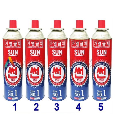Picture of 5 pcs Sun Butane Gas Can for portable burner/ Fogger Machine/ Portable Gas Stove/ Mechanical Repairing/Camp Kitchen - Red & Blue