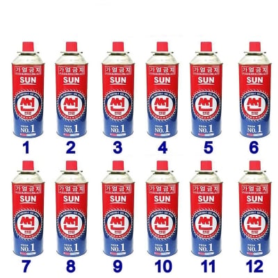 Picture of 12 pcs Sun Butane Gas Can for portable burner/ Fogger Machine/ Portable Gas Stove/ Mechanical Repairing/Camp Kitchen - Red & Blue