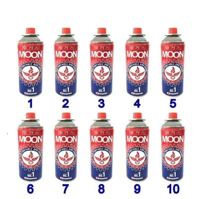 Picture of 10 Pcs Moon Butane Gas Can for portable burner / Portable Gas Stove Gas Cane - Red & Blue