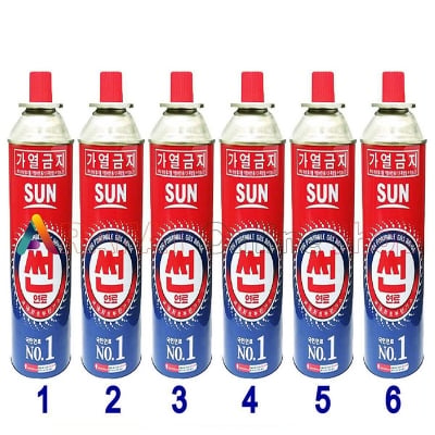 Picture of 6 pcs Sun Butane Gas Can for portable burner/ Fogger Machine/ Portable Gas Stove/ Mechanical Repairing/Camp Kitchen - Red & Blue