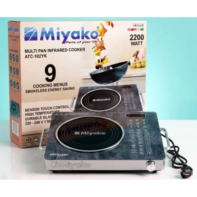 Picture of Miyako Infrared Cooker  Smokeless And Energy Savings  Model : ATC-102  | Capacity : 2200 Watt - Black & Glass