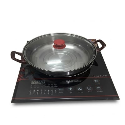 Picture of Miyako Induction Cooker TC-R3 Black With 28 Cm Steel Kari Free | 2200 Watt - Black