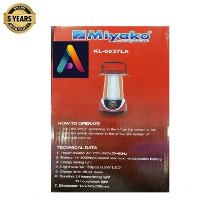 Picture of Miyako High Quality Rechargeable LED Light USB System KL-6037LA - Black & Red