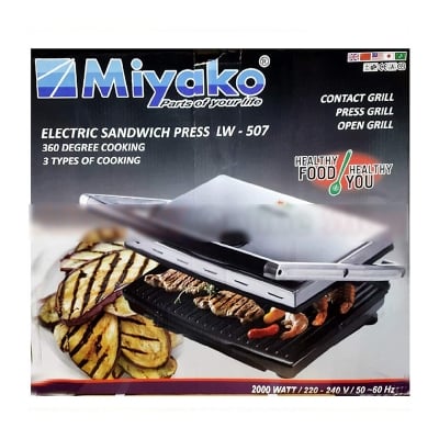 Picture of Miyako Electric Sandwich Press Contact Grill, Grill Sub Sandwich Maker | 2000 Watt | Model : LW-507 - Black
