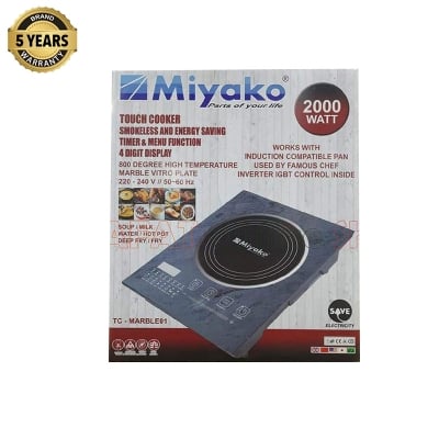 Picture of Miyako Induction Cooker Smokeless And Energy Savings [INVERTER] | Model : TC-Marble-01 | Capacity : 2000 Watt | 4 Digit Display - Black & Glass