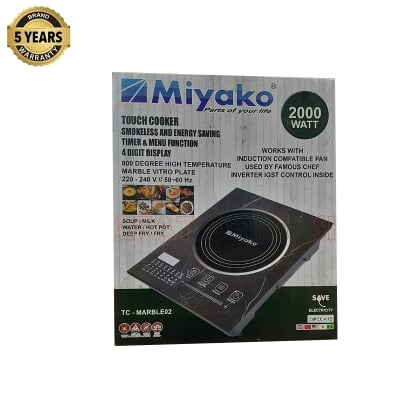 Picture of Miyako Induction Cooker Smokeless And Energy Savings [INVERTER] | Model : TC-Marble-02 | Capacity : 2000 Watt | 4 Digit Display - Black & Glass