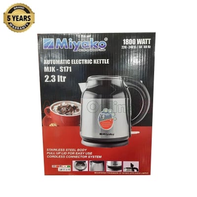 Picture of Miyako Automatic Electric Kettle | 2.3 Litre | MJK-S171 | Made in Malaysia - Black & Silver