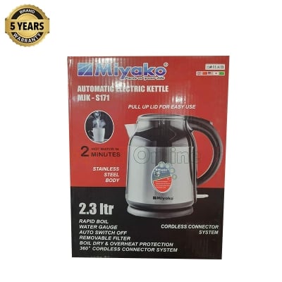 Picture of Miyako Automatic Electric Kettle | 2.3 Litre | MJK-S171 | Made in Malaysia - Black & Silver