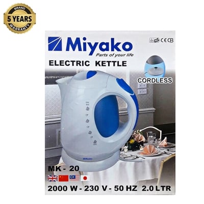 Picture of Miyako Cordless Electric plastic body Kettle | 2.0 Ltr | 2000 Watt Miyako kettle Automatic Kettle | MK-20 - Multicolor