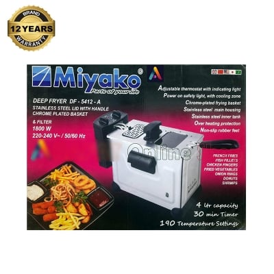 Picture of Miyako Electric Deep Fryer, DF-5412-A | 4 Litre | Miyako Deep Fryer | 1800 Watt - Black