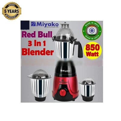 Picture of Miyako Multipurpose 3 IN 1 Heavy Duty Blender & Mixer Grinder RED BULL | 850 Watt | Made in India