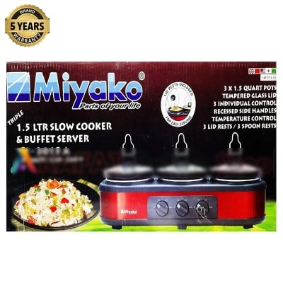 Picture of Miyako Triple 1.5 LTR Slow Cooker & Buffet Server 3 Pot Food Warmer (TH-3015A) 300 Watt - Not Specified