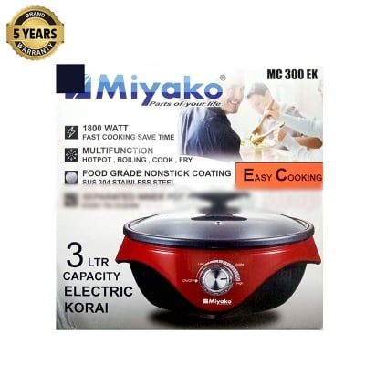 Picture of Miyako Electric Curry Cooker | Miyako Electric Korai | Miyako Electric Multifunction Cooker | MC-300 EK (3 Ltr) | 1800 Watt - Red