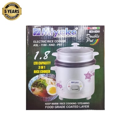 Picture of Miyako 3 In 1 Electric Rice Cooker | Miyako Rice Cooker Double Pot 1.8 Ltr. ASL-1180-KND-PRT - Off White