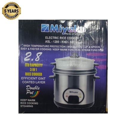 Picture of Miyako 3 in 1 Electric Rice Cooker 2.8 Ltr | ASL-1280-KND-SS | Miyako 2.8 LTR Double Pot Rice Cooker - Silver