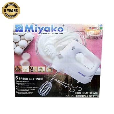 Picture of Miyako Egg Beater & Hand Mixer with Dough Hooks in a Storage Case | 5 Speed Setting | Model : HM-6679 | Colour : White