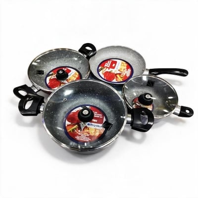 Picture of Miyako 7 Pcs Marble Coating Non-Stick Cooking Set | Miyako 7 pcs Non Stick Cookware Set (MK-7PCS) - Black