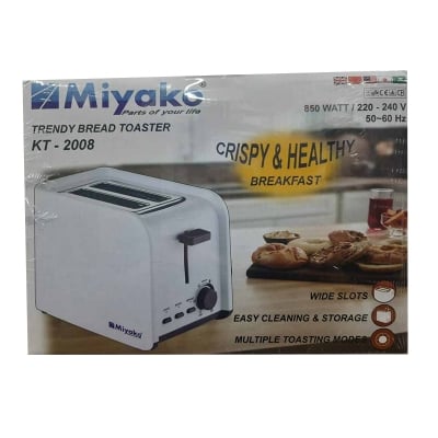 Picture of Miyako Automatic Bread Toaster with Lid | KT-2008 | 850 Watt Capacity - White