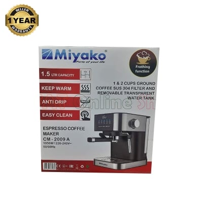 Picture of Miyako Electric Espresso Coffee Machine | Miyako Electric Espresso Coffee Maker | Model : CM-2009A - Black & Silver